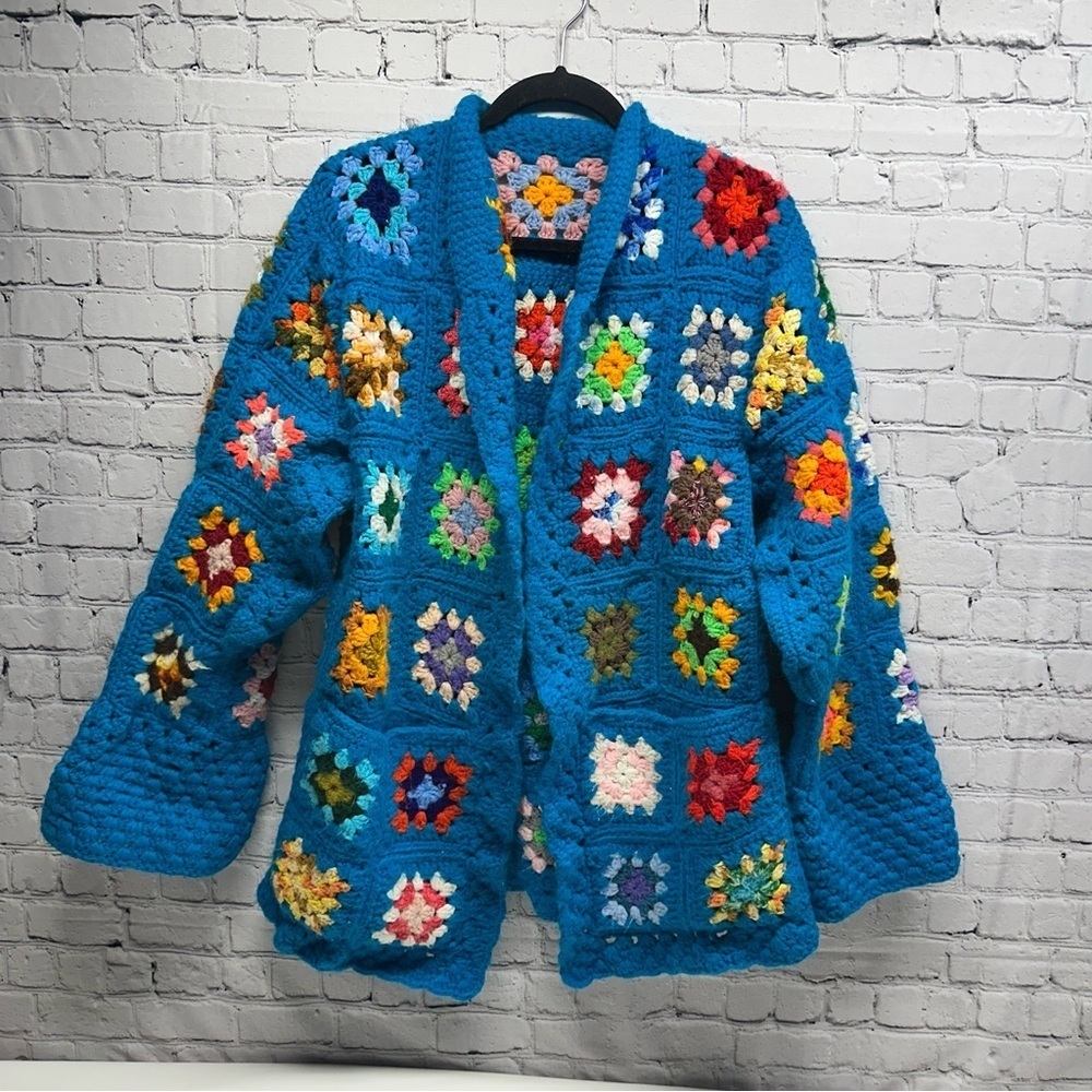 Colorful Crochet Cardigan one size handmade
